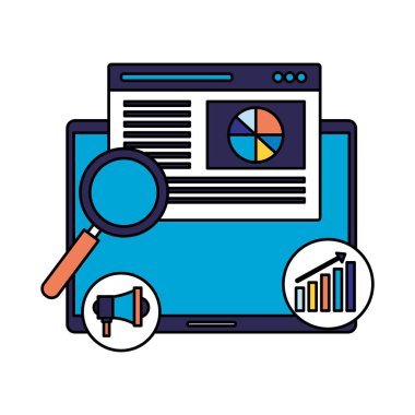 Mobil Web sitesi analiz raporu arama motoru optimizasyonu vektör çizim