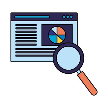 Web sitesi sayfası Büyüteç arama motoru optimizasyonu vektör çizim