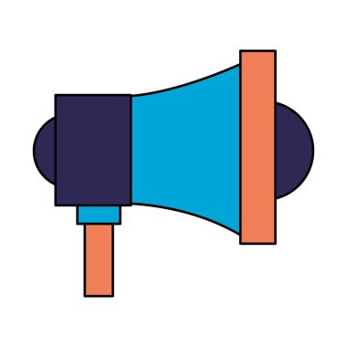 Beyaz arka plan vektör çizim megafon sesi dışarı