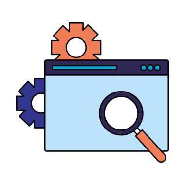 Web sitesi Büyüteç arama motoru optimizasyonu vektör çizim