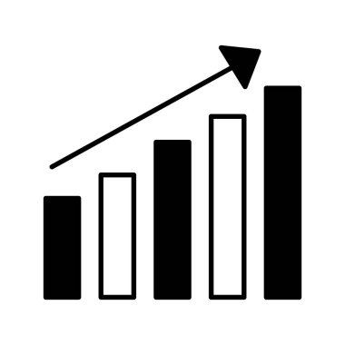 Beyaz arka plan vektör çizim üzerindeki çubuk grafik istatistikleri oku