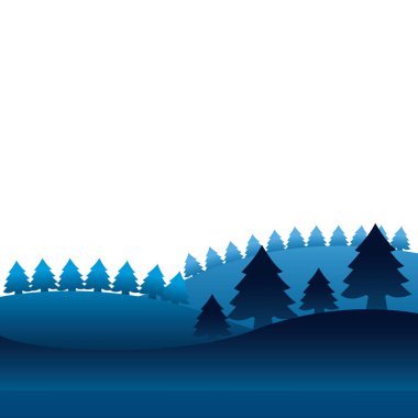 kış manzara çam ağaçları orman vektör çizim