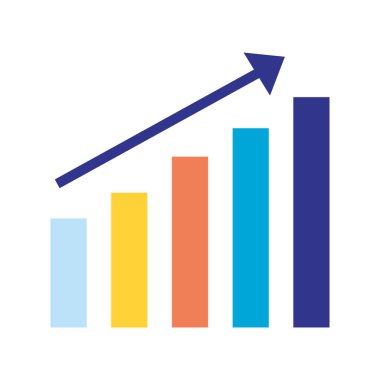 Beyaz arka plan vektör çizim üzerindeki çubuk grafik istatistikleri oku