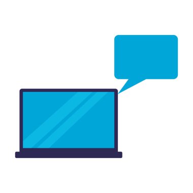 dizüstü bilgisayar konuşma balonu iletişim vektör çizim