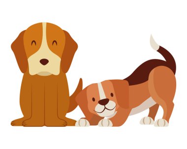 Beyaz arka plan vektör çizim üzerinde köpekler evde beslenen hayvan