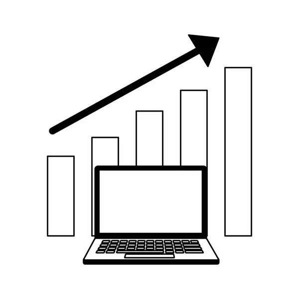 ノート パソコンの成長グラフ検索エンジン最適化ベクトル図 — ストックベクタ