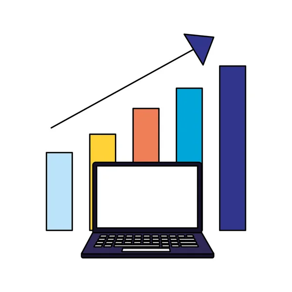 Gráfico Crescimento Laptop Busca Motor Otimização Vetor Ilustração —  Vetores de Stock