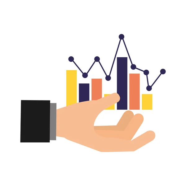 Mano Con Statistiche Grafico Motore Ricerca Ottimizzazione Vettoriale Illustrazione — Vettoriale Stock