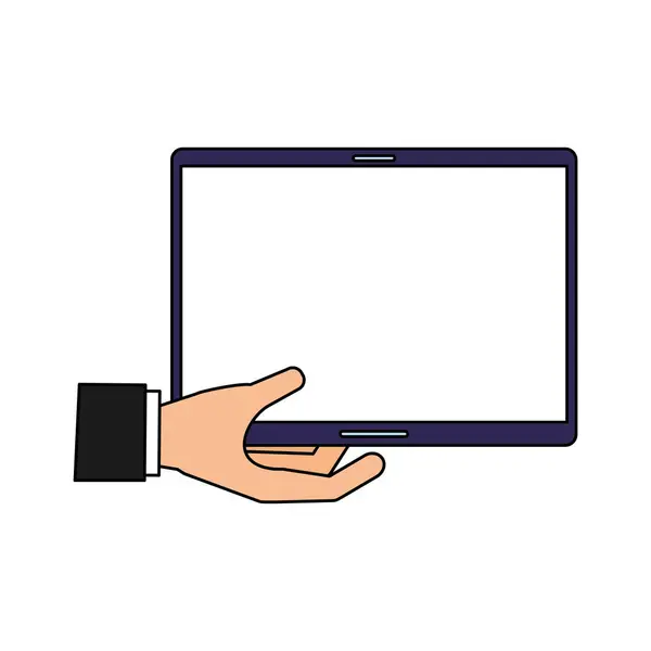 Hand Mit Tablet Computer Gerät Vektor Illustration — Stockvektor