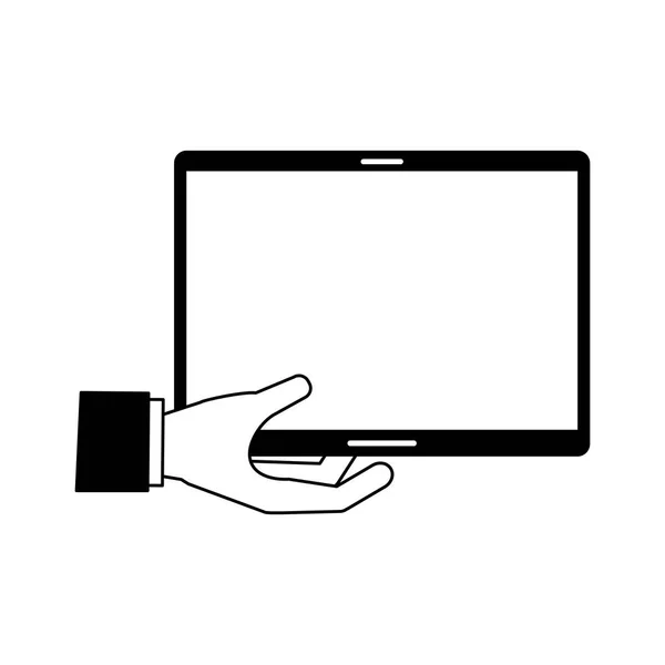 手与平板电脑设备向量例证 — 图库矢量图片