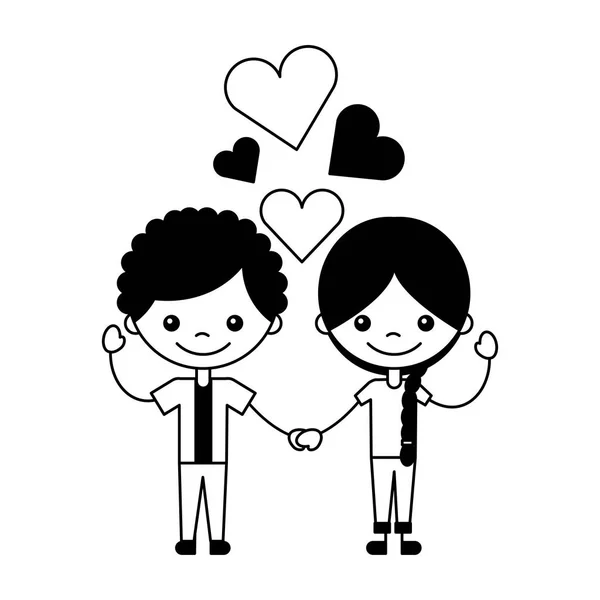 Boy Girl Love Hearts Cartoon Vector Illustration — Stock Vector