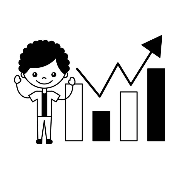Boy Statistics Chart Bar Vector Illustration — Stock Vector