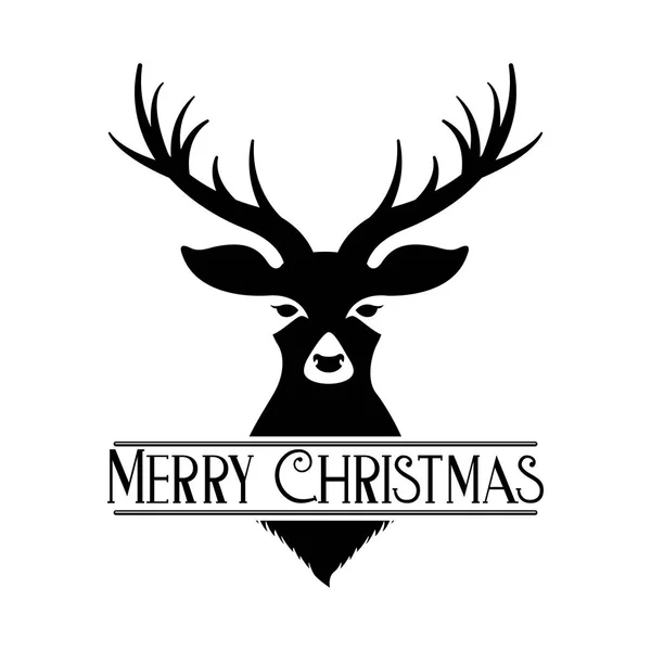 Cerf Ruban Joyeux Noël Décoration Vectorielle Illustration — Image vectorielle