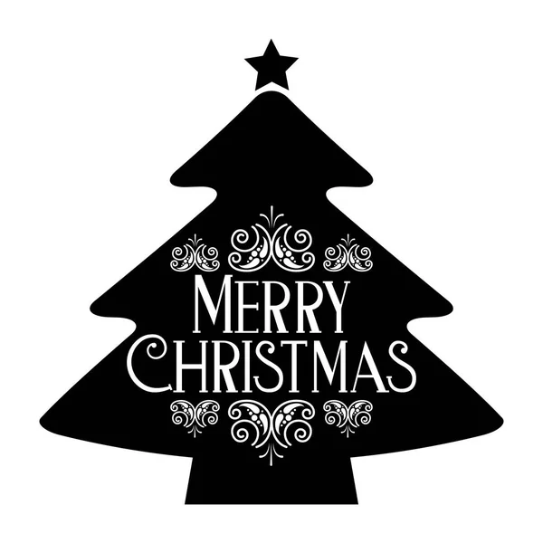 Çam Ağacı Yıldız Merry Christmas Dekorasyon Vektör Çizim — Stok Vektör
