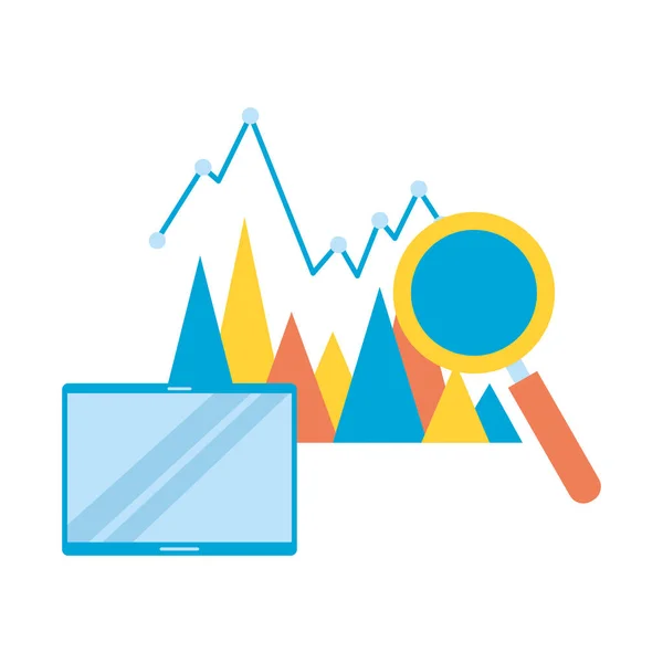 Mobil Analiz Istatistik Grafik Arama Motoru Optimizasyonu Vektör Çizim — Stok Vektör