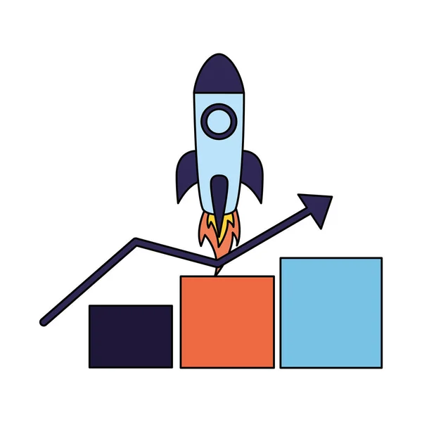 Estadística Cohetes Gráfico Motor Búsqueda Optimización Vector Ilustración — Vector de stock