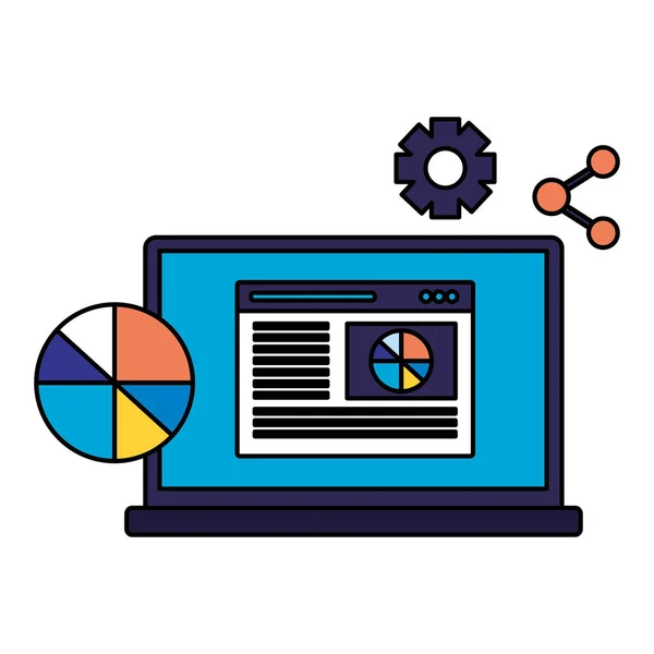 Laptop Diagram Condividere Sito Web Ottimizzazione Dei Motori Ricerca Vettoriale — Vettoriale Stock