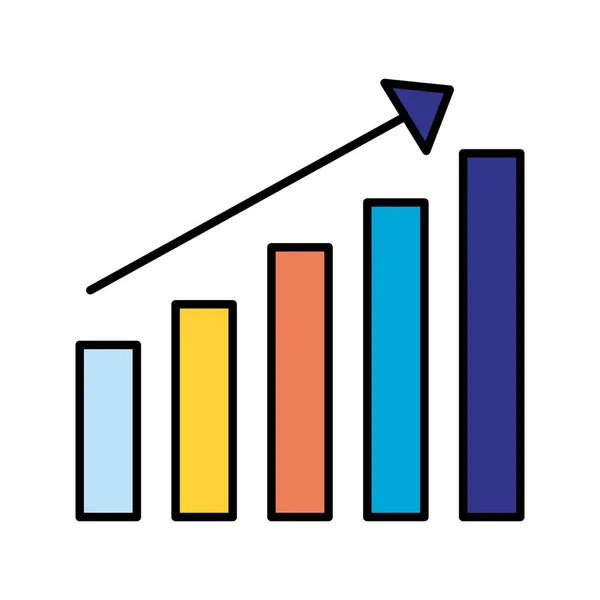 白い背景のベクトル図の棒グラフ統計矢印 — ストックベクタ