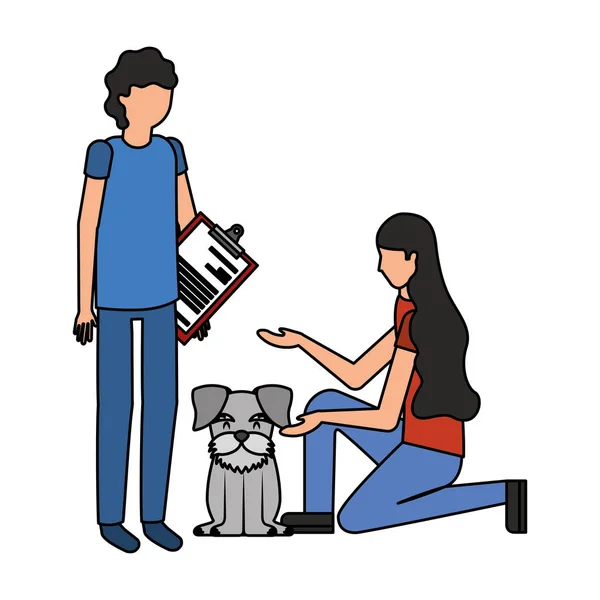Ärztin Und Hund Tierarztpraxis Tierpflege Vektor Illustration — Stockvektor