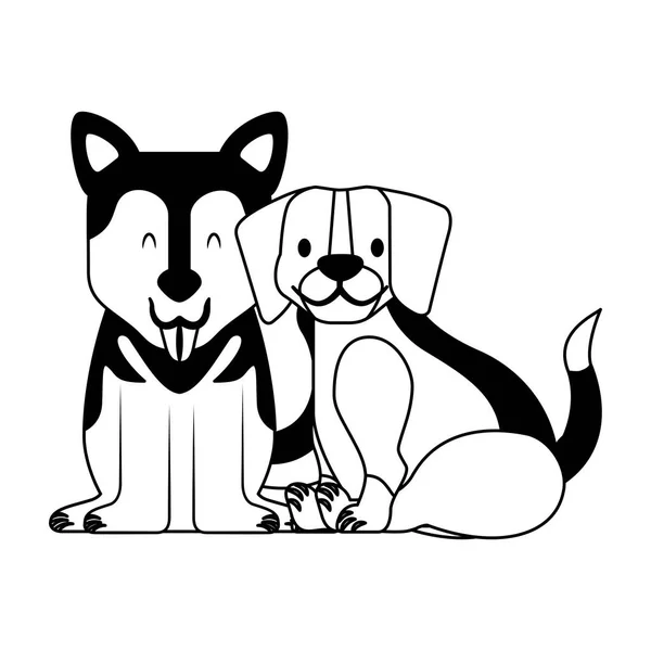 ビーグルとシベリア犬ペット ベクトル図 — ストックベクタ