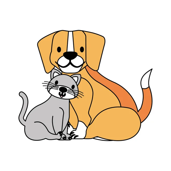 Animaux Chien Chat Sur Fond Blanc Illustration Vectorielle — Image vectorielle