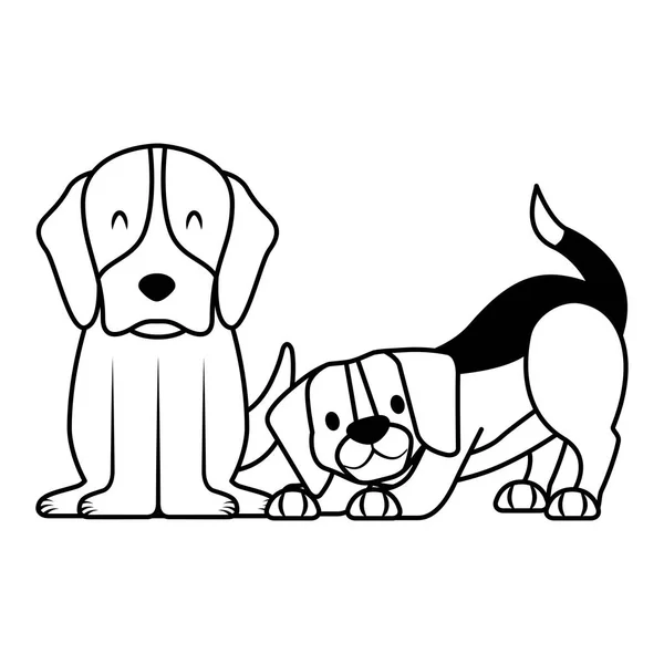 Psy Pet Bílém Pozadí Vektorové Ilustrace — Stockový vektor
