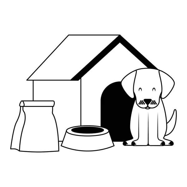 Ξύλινο Σπίτι Μπολ Του Σκύλου Και Πακέτο Διανυσματικά Εικονογράφηση — Διανυσματικό Αρχείο