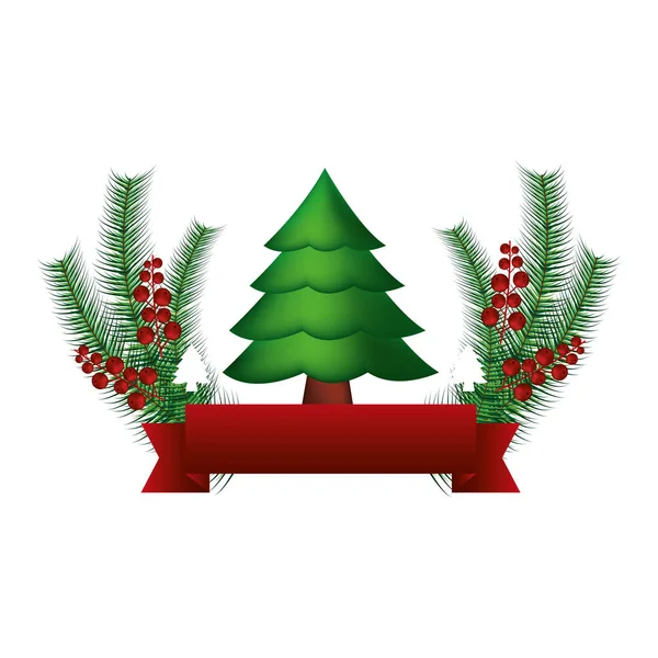 木の枝の果実を幸せなクリスマス装飾ベクトル イラスト — ストックベクタ