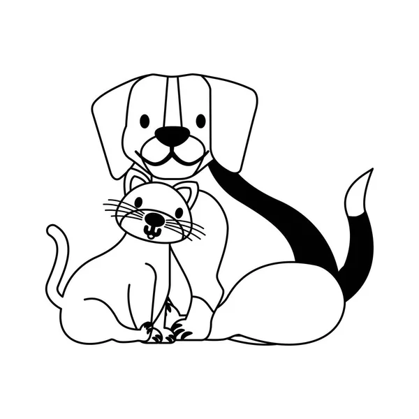 Domácí Psi Kočky Bílém Pozadí Vektorové Ilustrace — Stockový vektor