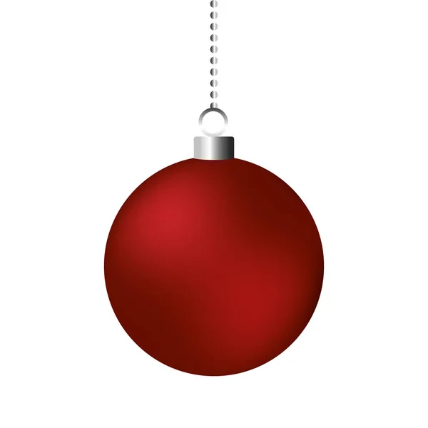 Hanging Red Ball Decoration Christmas Vector Illustration — Stock Vector
