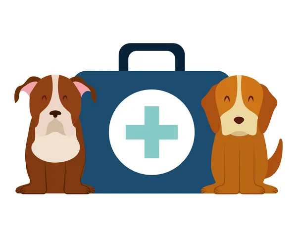 Köpekler Kit Tıp Hayvan Hastalıklarıyla Ilgili Klinik Petcare Vektör Çizim — Stok Vektör