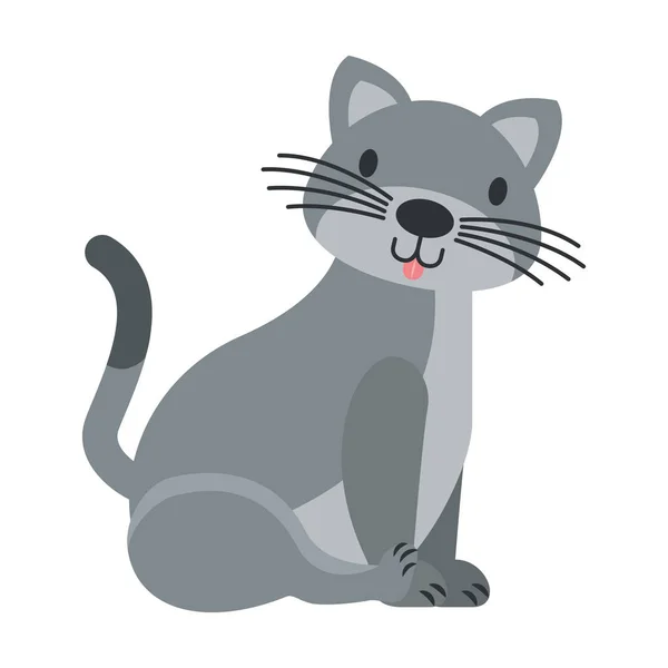Gray Cat White Background Vector Illustration — Stock Vector
