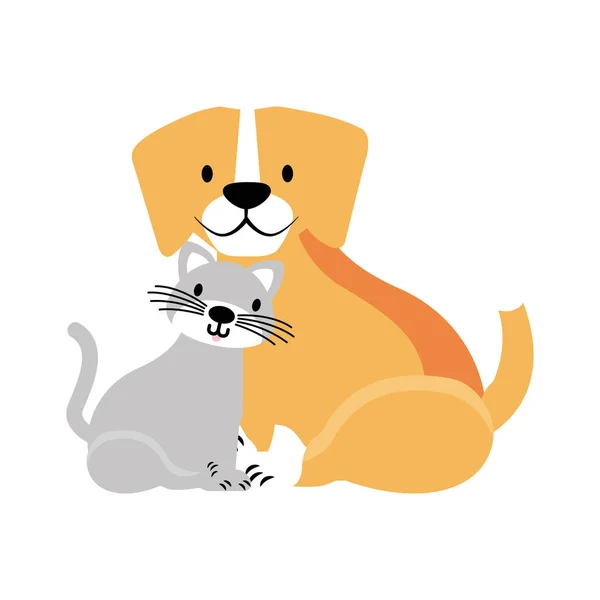 Mascotas Perro Gato Sobre Fondo Blanco Vector Ilustración — Vector de stock