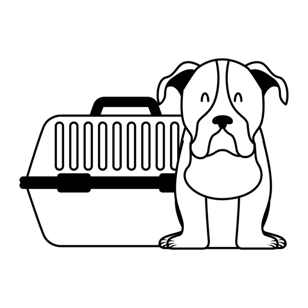 Lindo Perro Mascota Jaula Vector Ilustración — Vector de stock