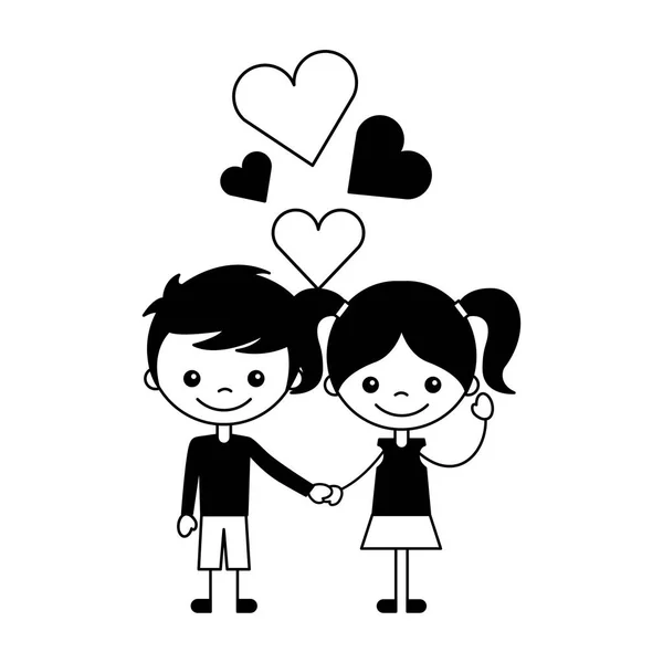 Boy Girl Love Hearts Cartoon Vector Illustration — Stock Vector