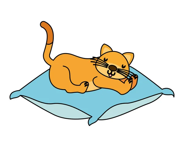 Inhemska katt som sover på dynan — Stock vektor