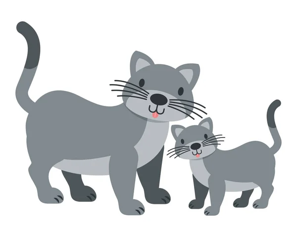 Beyaz arka plan üzerinde kediler evde beslenen hayvan — Stok Vektör