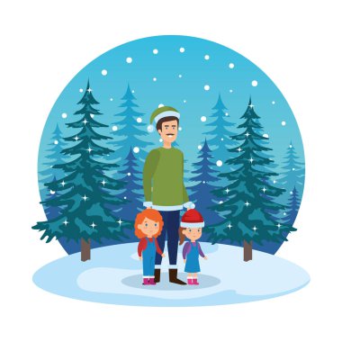 Baba ve Noel giysileri çimen çocuklar