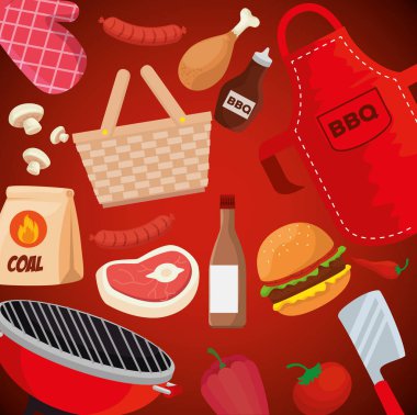 uyluk ve hamburger yemek ızgara arka plan ile etli