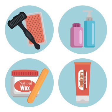 epilasyon ürünleri vektör çizim tasarım ayarla.