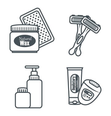 epilasyon ürünleri vektör çizim tasarım ayarla.