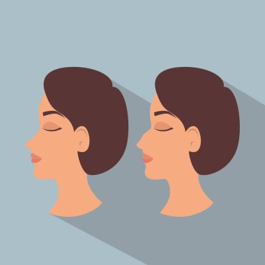 kadın beafora ve sonra plastik cerrahi işlem vektör şekil