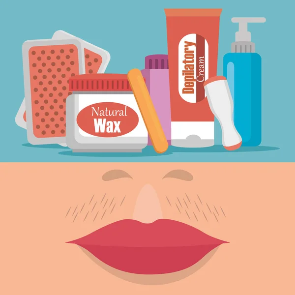 hair removal set products vector illustration design