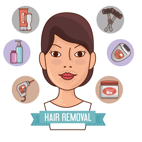 Woman Face Hair Removal Icons Vector Illustration Design — Stock Vector