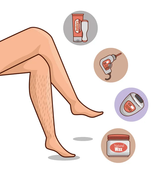 Woman Legs Hair Removal Icons Vector Illustration Design — Stock Vector