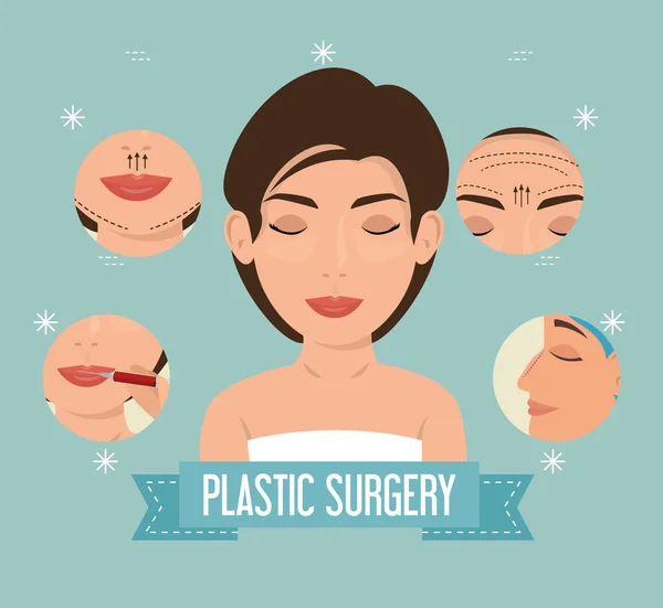 Vrouw Plastische Chirurgie Procesontwerp Vector Illustratie — Stockvector