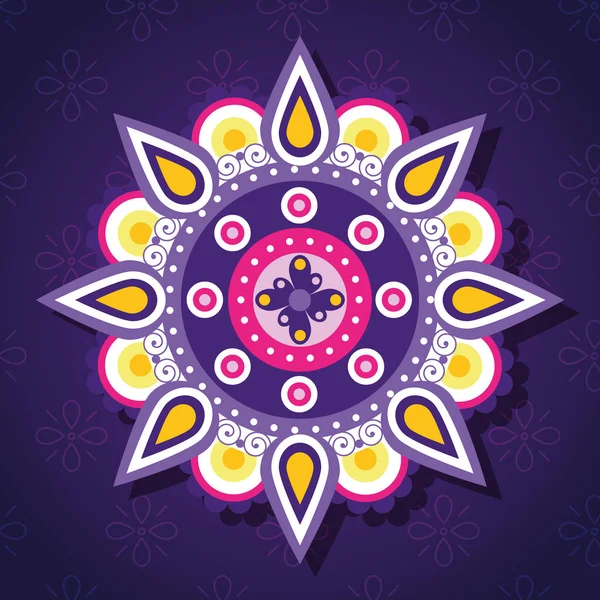 Fröhliches Diwali-Lichterfest mit Mandala — Stockvektor