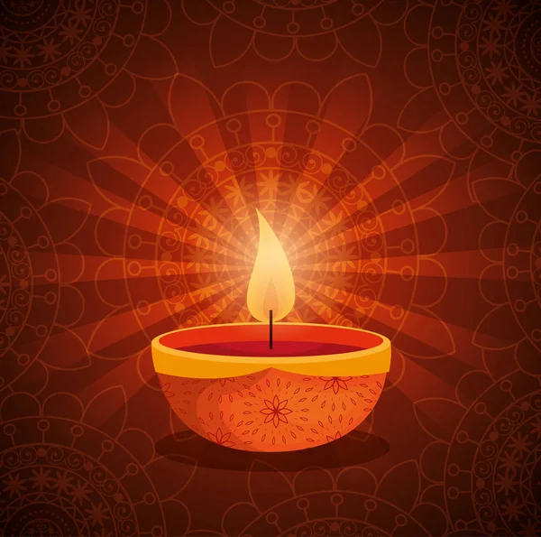 Feliz festival de diwali de luzes com velas — Vetor de Stock