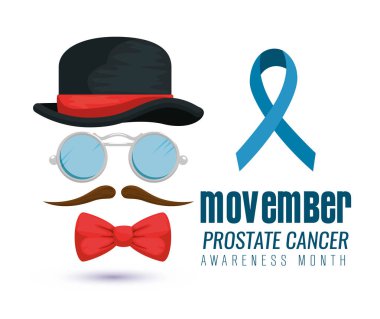 şapka gözlük ve mavi kurdele bıyıklı