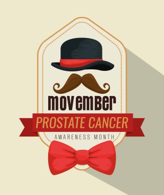 movember bıyık ve kravat yay ile şapka